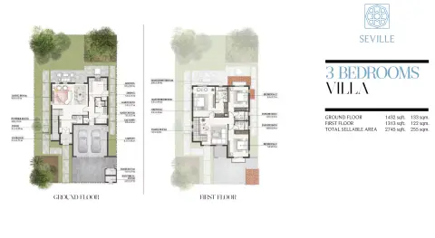 Plattegrond van 3 slaapkamers in Al Hamra Bloom Living