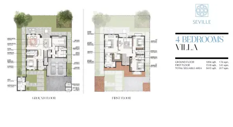 Plattegrond van 4 slaapkamers in Al Hamra Bloom Living
