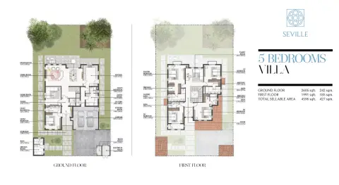 Plattegrond van 5 slaapkamers in Al Hamra Bloom Living