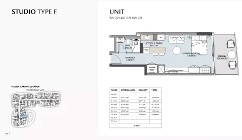 Plattegrond van Studio in Henge Residences