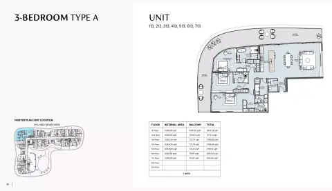 Plattegrond van 3 slaapkamers in Henge Residences
