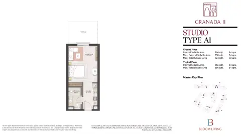 Plattegrond van Studio in Bloom Living Granada 2