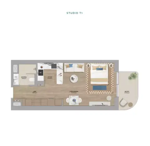 Plattegrond van Studio in The Beach House Fahid
