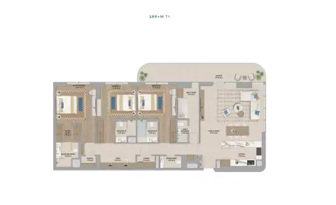 Plattegrond van 3 slaapkamers in The Beach House Fahid