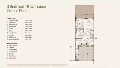 Plattegrond van 3 slaapkamers in Nawayef Village