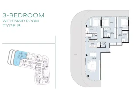 Plattegrond van 3 slaapkamers in Novayas