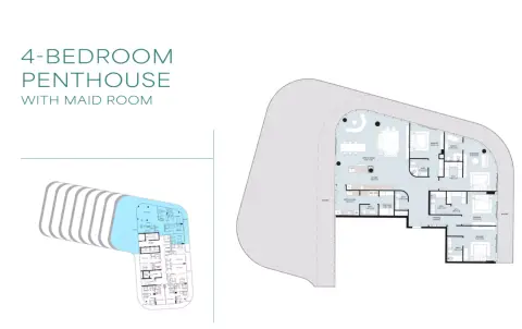 Plattegrond van 4 slaapkamers in Novayas