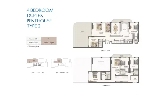 Plattegrond van 4 slaapkamers in Rotana Residences North Tower