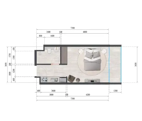 Plattegrond van Studio in Guzel Towers Phase 4 by Tiger