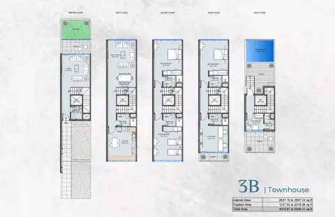 Plattegrond van 3 slaapkamers in Reportage Village Khalifa City