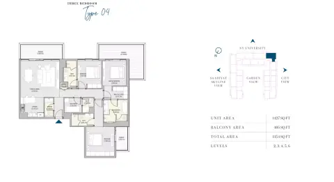 Plattegrond van 3 slaapkamers in Vida Residences