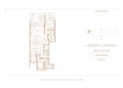 Plattegrond van 2 slaapkamers in Four Seasons Private Residences