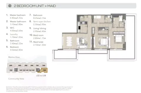 Plattegrond van 2 slaapkamers in Juman 1