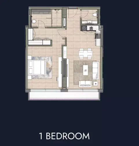 Plattegrond van 1 slaapkamer in Luluat Marina Residences