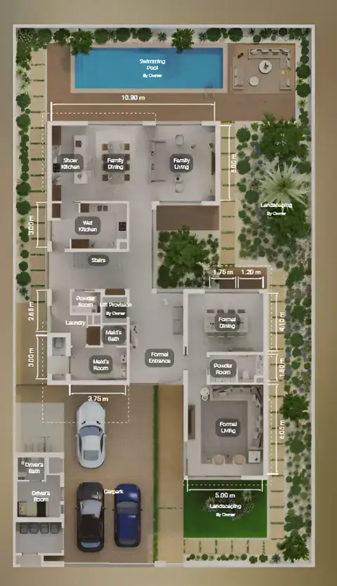 Plattegrond van 5 slaapkamers in Ethir