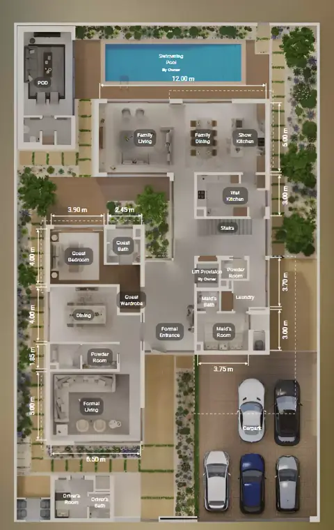 Plattegrond van 6 slaapkamers in Ethir