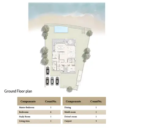Plattegrond van 5 slaapkamers in Ramhan Island Villas Phase 5