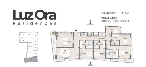 Plattegrond van 4 slaapkamers in Luzora Residences