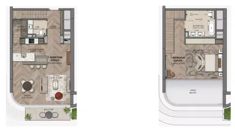 Plattegrond van 1 slaapkamer in Yas Links Luxury Living