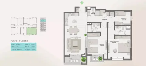 Plattegrond van 2 slaapkamers in Reeman Residence 01