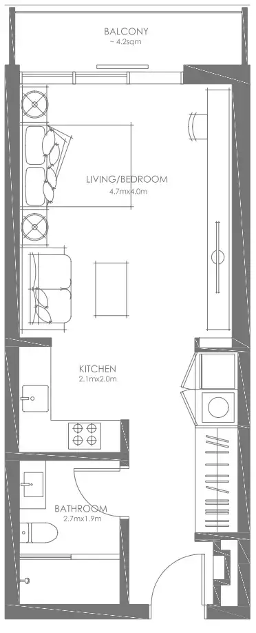 Plattegrond van Studio in Saadiyat Grove