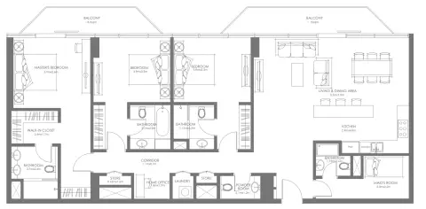Plattegrond van 3 slaapkamers in Saadiyat Grove
