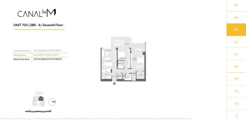 Plattegrond van 2 slaapkamers in Canal by M