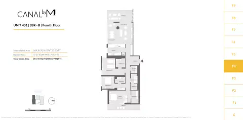 Plattegrond van 3 slaapkamers in Canal by M
