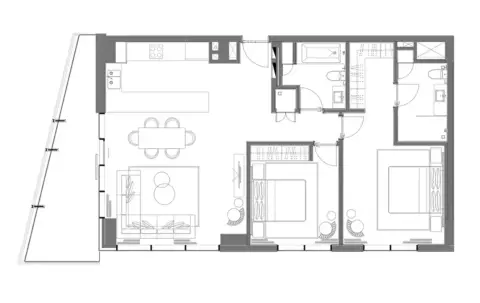 Plattegrond van 2 slaapkamers in The Grove - Heart