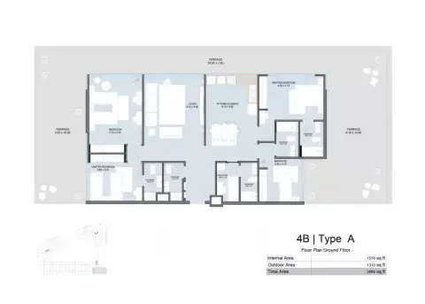 Plattegrond van 4 slaapkamers in The Gate Masdar City