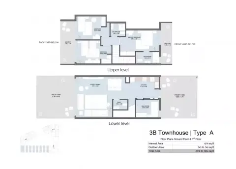 Plattegrond van 3 slaapkamers in The Gate Masdar City