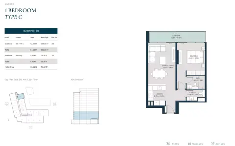 Plattegrond van 1 slaapkamer in Opula Residence