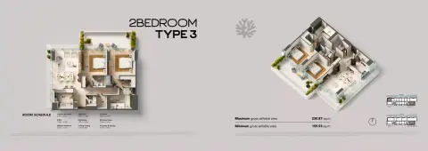 Plattegrond van 2 slaapkamers in Juman 2