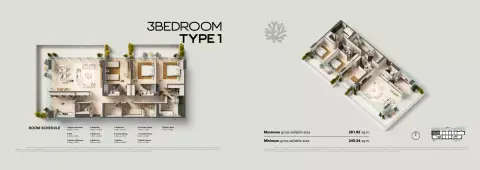 Plattegrond van 3 slaapkamers in Juman 2