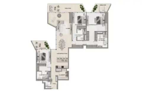 Plattegrond van 3 slaapkamers in Riviera Residences