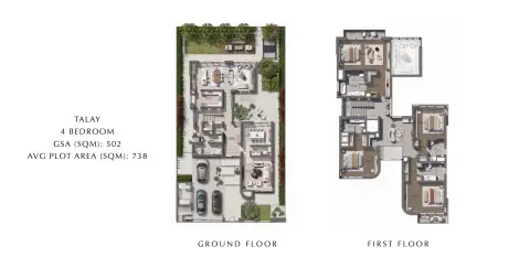 Plattegrond van 4 slaapkamers in Talay