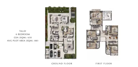 Plattegrond van 6 slaapkamers in Talay