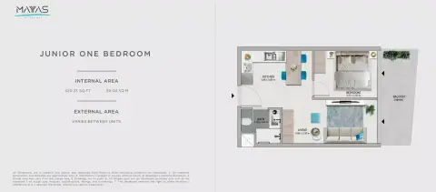 Plattegrond van 1 slaapkamer in Mayyas at The Bay