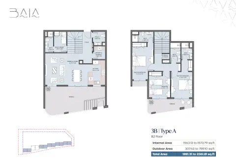 Plattegrond van 3 slaapkamers in Baia by Reportage