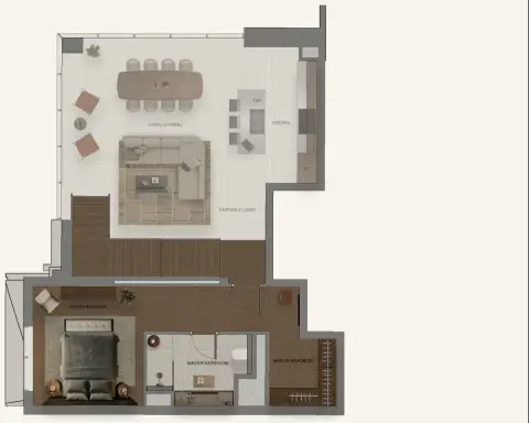 Plattegrond van 2 slaapkamers in Sei Saadiyat
