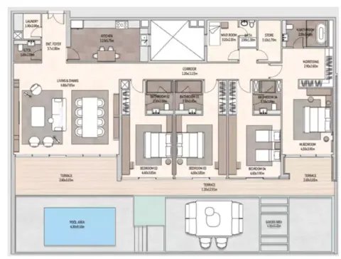 Plattegrond van 4 slaapkamers in Vista Del Mar