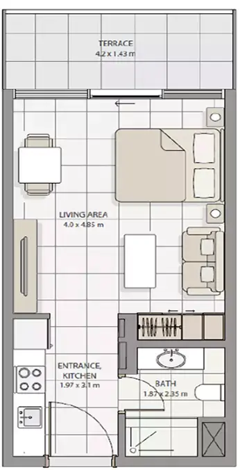 Plattegrond van Studio in The Icon Tower
