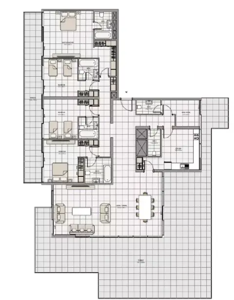 Plattegrond van 3 slaapkamers in The Icon Tower