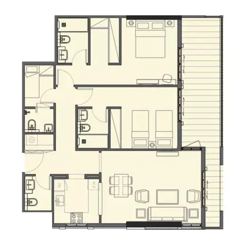 Plattegrond van 2 slaapkamers in Bab Al Qasr Garden Residence 66