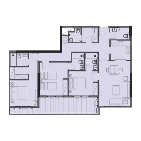Plattegrond van 3 slaapkamers in Bab Al Qasr Garden Residence 66