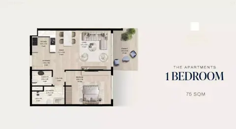 Plattegrond van 1 slaapkamer in Manchester City Residences