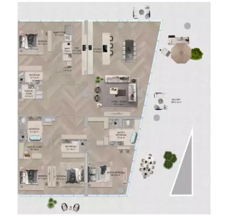 Plattegrond van 4 slaapkamers in The Source Terraces