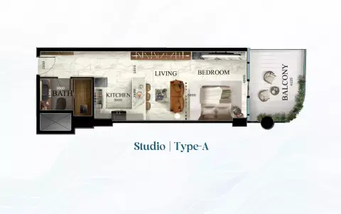 Plattegrond van Studio in Radiant Elite Tower