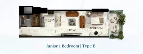 Plattegrond van 1 slaapkamer in Radiant Elite Tower