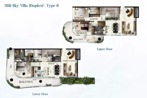 Plattegrond van 3 slaapkamers in Radiant Elite Tower